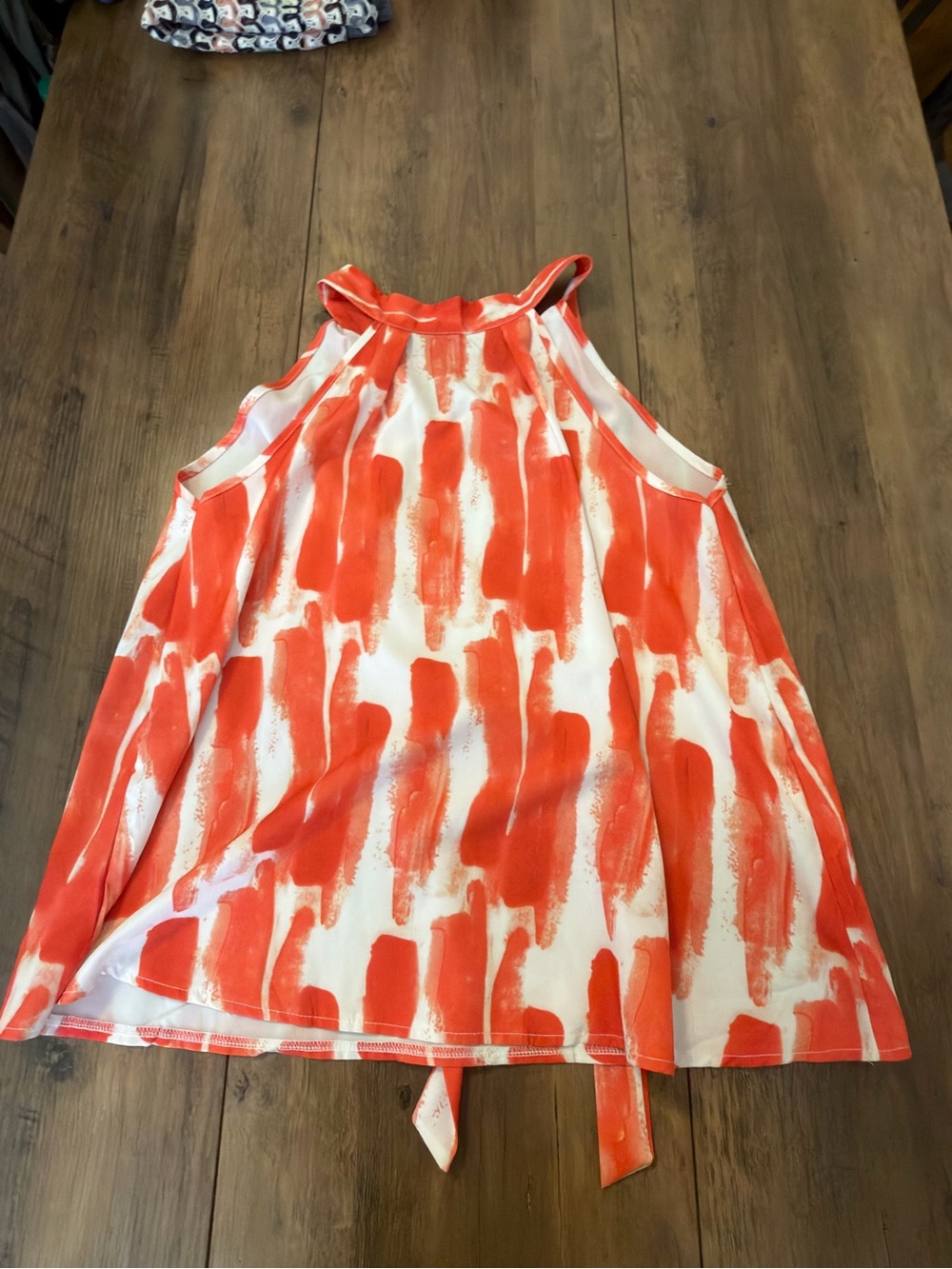 Red Paint-Brush Print Halter Top